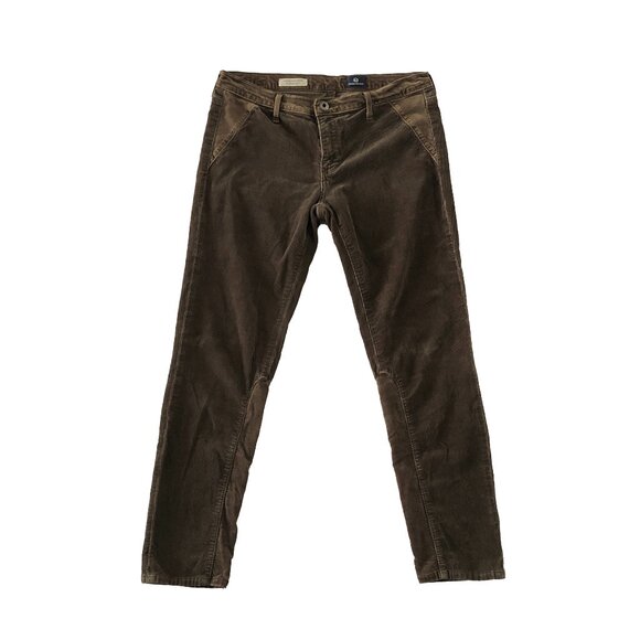 AG Adriano Goldschmied Jeans Womens 29R Brown Corduroy Slim Straight Ankle - Picture 1 of 11
